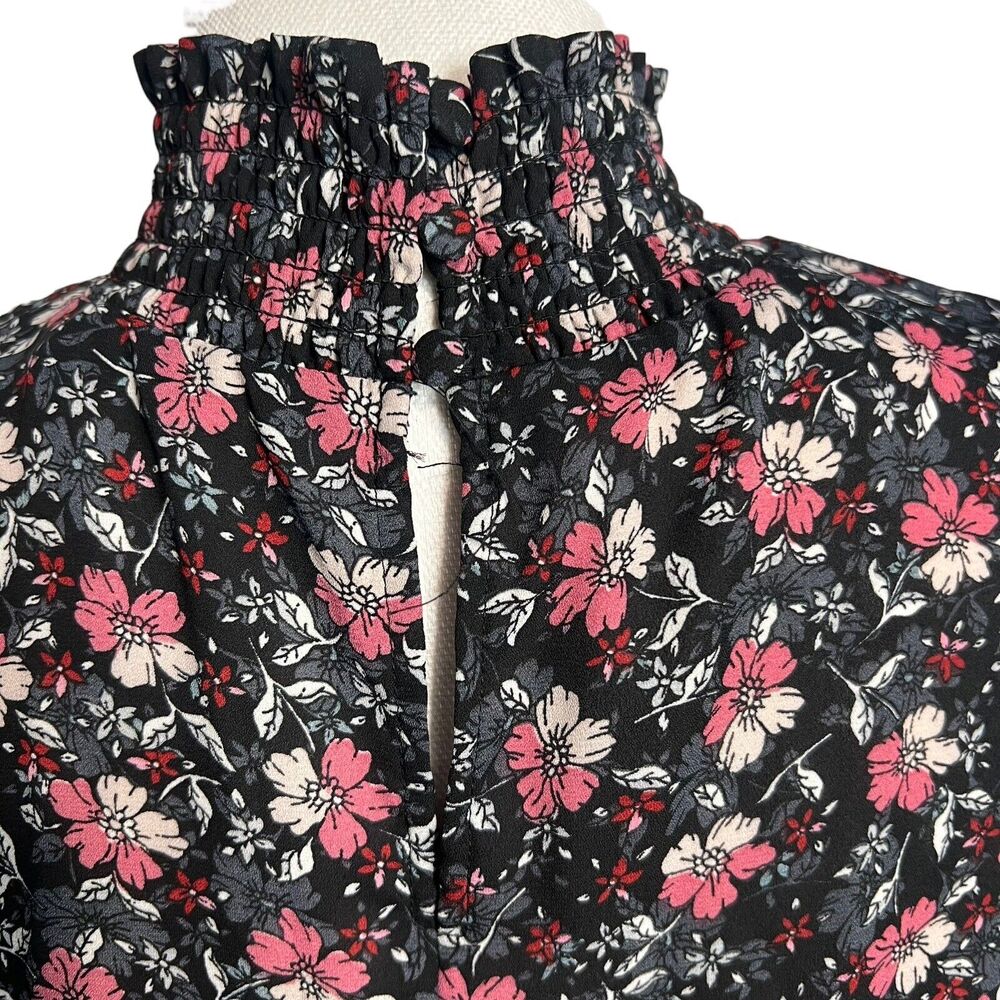 Nanette Lepore Women Black SZ 12 Sleeveless high Mock Neck Hi low Floral Dress - Picture 4 of 9